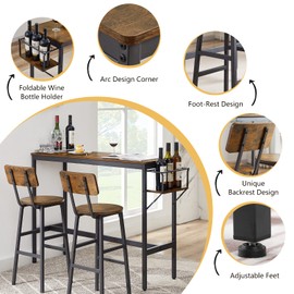 Tatub BarTable Dining Sets, 4 Stools, Brown