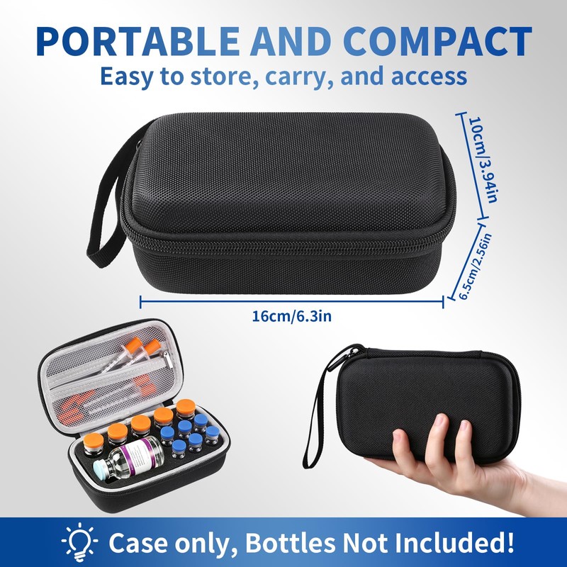 12-Slot Peptide Case for Fridge - Premium Foam Insert Holds