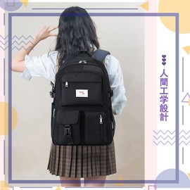 [MIPOHAM] Backpack Women's Men's Girls Rucksack 2-Layer Structure 14 Pockets Backpack Large Capacity Students High School Students Unisex Waterproof Stylish 15.6-Inch PC Anti-Theft Excursion School