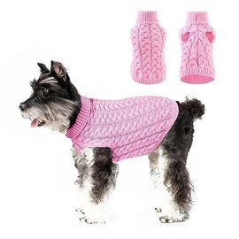 NACOCO Classic Dog Sweater Knitted Turtleneck Dog Sweater Warm Winter Clothes for Small Dogs Puppy Cat (X-Small, Pink)