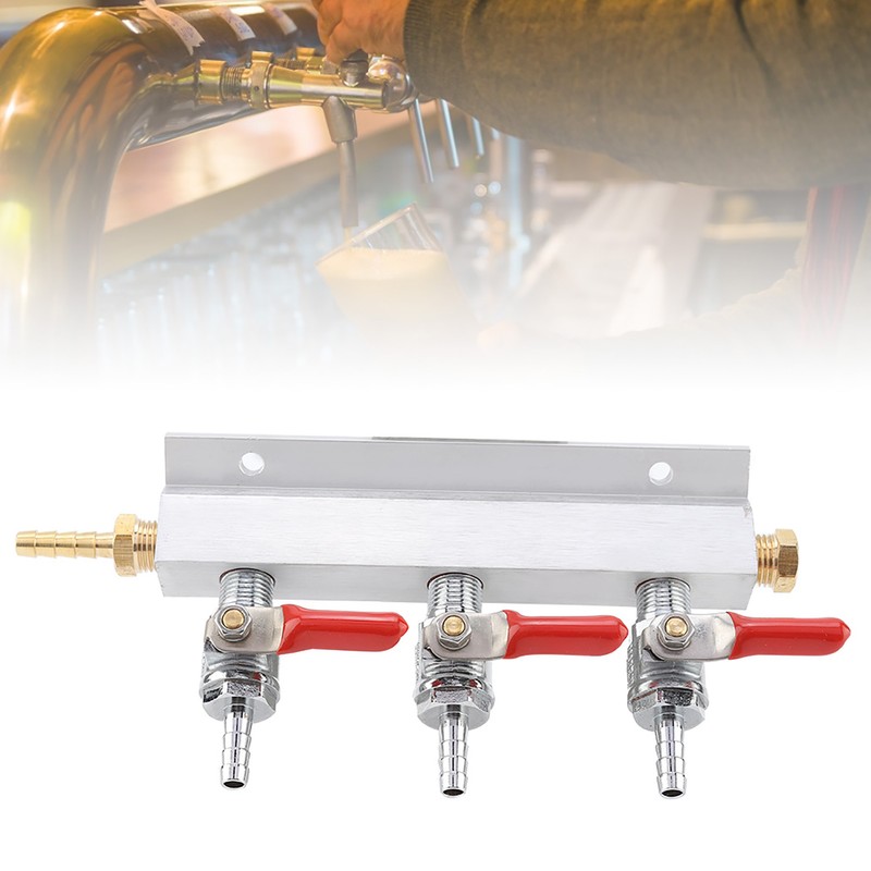 3 Way CO2 Gas Distribution Manifold Beer Dispensing Barrel Dispenser