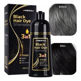 Shampoo Champú Tinte Negro Cubre Canas 3 En 1