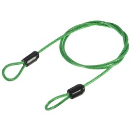 TOP-VIGOR 1Pcs Security Steel Cable, 2.5mm x 1m / 3.28ft Coated Safety Wire Rope Double Loop Flexible Security Cable Lock for Outdoor Travel Luggage Bike, Green
