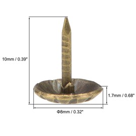 TA-VIGOR 100 Pcs Upholstery Tacks Pins, Upholstery Nails, Decorative Furniture Nails & Thumb Tacks for Sofa Chair Bed Antique Upholstery Studs - 8x10mm (Bronze)