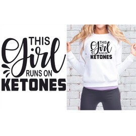 SEC Apparel Keto Iron On Patches Decals Transfers Applique Letters for t Shirts Fabric Clothing- This Girl Runs on Ketones
