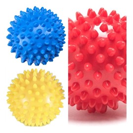 ProLeo Set of 3 Hedgehog Balls with Nubs, Hedgehog Ball, Massage Ball, Pimple Ball, Perfect for Stress, Reflexology and Trigger Point Massages, 9 & 7.5 cm (Stress Ball)
