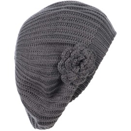 BYOS - Gorro de punto de ganchillo para mujer, 2-pack Gray & Bk W/ Flower, Talla única