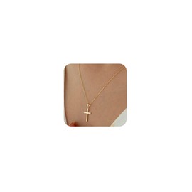 VIROMY Cross Necklace for Women 14K Real Gold Plated Simple Fashion Cross Pendant Necklace Faith Jewelry Religious Minimalist Gifts
