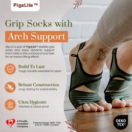 PigaLite Grip Non-Slip Barre, Yoga & Pilates Socks, Toeless Compression Wraps with Arch Support, Women & Men