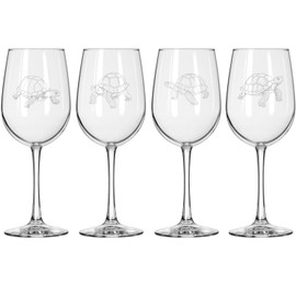 MIP Set of 4 Wine Glass for Red or White Wine Gift Tortoise Collection (16 oz Tall Stemmed)