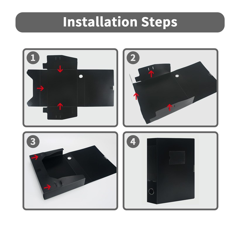 4 Pack Box Files A4,Plastic Box File with Lid,75mm Spine
