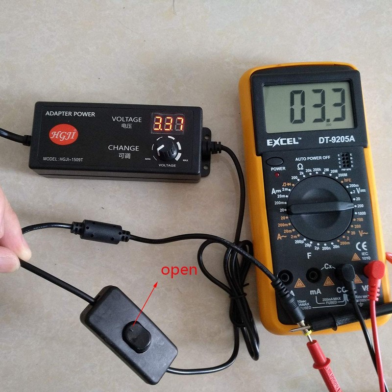 HGJI 60W Adjustable AC/DC Adapter Switching Power Supply 100-240V to