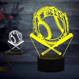 Acrylic Baseball Night Light with 3D Illusion Acrylic Plates, Remote Control and Touch Control, 16 Color Changing, Gift for Kids, Boys, Teens, Sports Fans, Lovers, Bedroom, Home Decor,