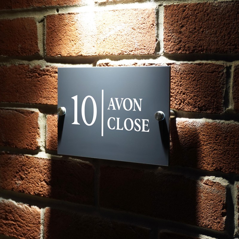 Badgemaster Modern Anthracite House Number Sign Plaque Stainless Steel Standoffs