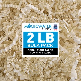 MagicWater Crinkle Cut Paper for Gift Baskets - 2LB - Light Ivory - Perfect for Shredded Paper Filler, Basket Filler, Gift Boxes, Bridesmaid Gifts, Christmas Stuffers & More – Ideal for All Occasions