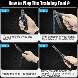 Skull Butterfly Trainer Training Dull Tool Metal knife Practice Stainless Steel - Colour: Blue