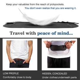 SanSixi Travel Money Belt Hidden Wallet Passport Money Waist Belt Bag Slim Secret Security Travel Bag Chest Pack (Black)