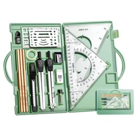 Juego de geometría profesional para artistas y estudiantes, brújulas, herramientas de dibujo, suministros de dibujo, herramientas de dibujo (Verde)