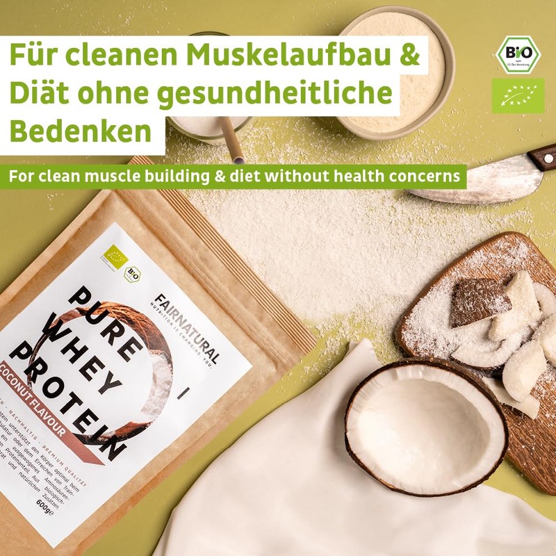 Organic Whey Protein Powder Coconut without Chemicals [Regional from Germany]