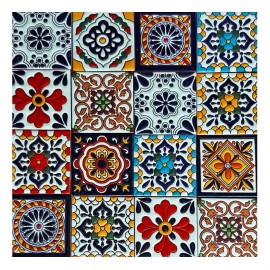 Escanver Azulejo Talavera Relieve Lote De 40 Piezas Variadas Confeti
