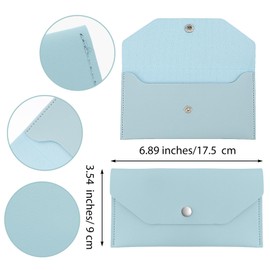 Money Wallets for Cash Gifts, Money Envelopes Wallet Genuine Leather Purse Organizer Reusable Budget Envelope Wallet Retro Clutch Wallets for Men Women Cash Check Billing, Minimalist Design (Blue)