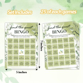 MVZX Greenery Bridal Shower Games, Funny Wedding Games for Find The Guest Bingo Game for Guests, Couples Wedding Shower Game for Couples, Bridal Party Supplies, Engagement Party Game, 02