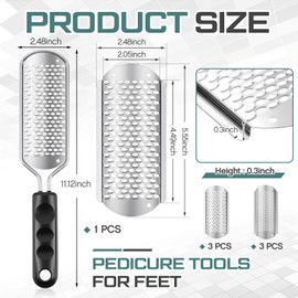 Moxweyeni 7 Pack Colossal Foot File Pedicure Tools Sets with 2 Styles Large and Small Hole Replacement Callus Remover Blades, Stainless Steel Detachable Pedicure Foot Rasp for Dead Skin Remover