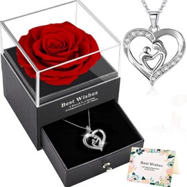 Regalos para Mamá Dia De Las Madres 10 de Mayo, Collares Plata 925 para Mama de Rosa Eterna, Regalo Mama de Día de la Madre, Cumpleaños, Collar Joyeria Mama Regalo para Mamá (mamá)