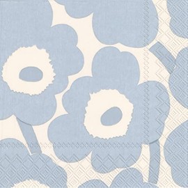 IHR Ideal Home Range - Servilletas desechables de papel de 3 capas, 5 x 5 pulgadas, Unikko color crema azul claro
