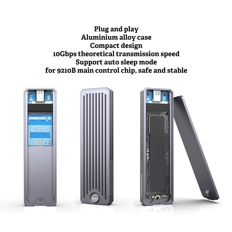 M.2 NVMe SSD Enclosure 10Gbps Transmission USB3.2 Gen2 Auto Sleep