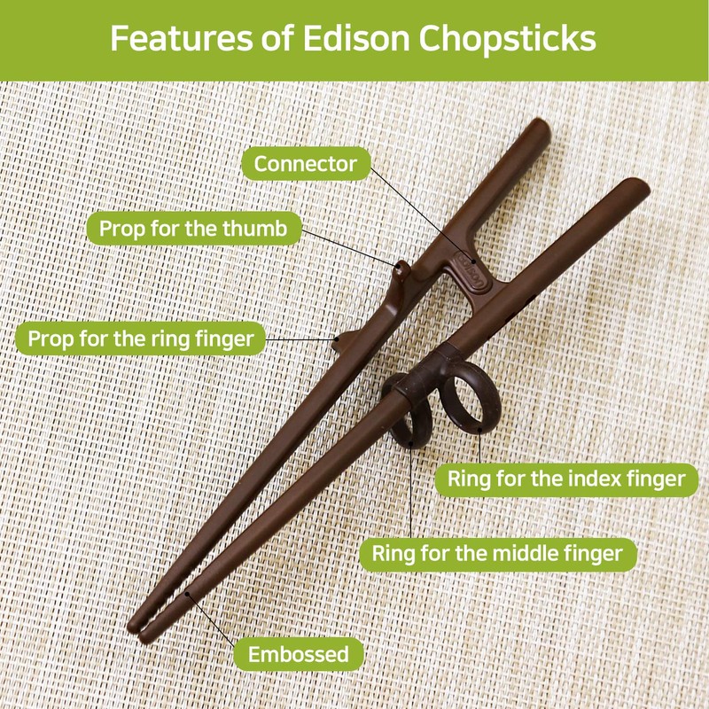 Edison Friends Left Handed Training Chopsticks - Beginner Helper, Brain