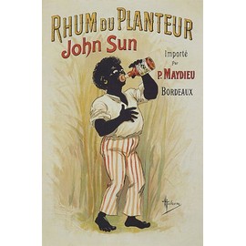 WONDERFULITEMS Rhum PLANTEUR John Sun Bordeaux Jamaica Large Vintage Poster REPRO
