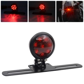 Motorcycle Red Round Rear Brake/Tail Light Lamps with AL Bracket,12V LED Universal Motorbike Scooter Tail Lamp (with Brackets)