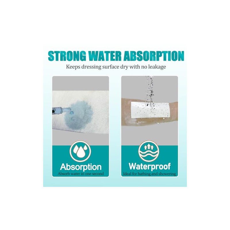 Apósito transparente con almohadilla, impermeable, para el cuidado posterior de