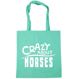 Hippowarehouse Crazy About Horses Tote Shopping Gym Beach Bag 42cm x38cm, 10 litres