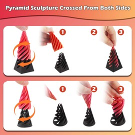 Impossible Cone Pyramid Spiral Toy, 3D Spiral Cone Fidget Toy, Anxiety Relief Spiral Cone Toy, Impossible Pyramid, Funny Passthrough Pyramid Sculpture, for Children and Adults, Pack of 3