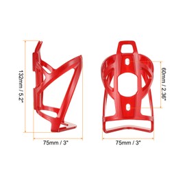 sourcing map 2pcs Bike Water Bottle Holder 5.2" PC Universal Bicycle Bottle Cages Ultralight Cycling Hydration Brackets with Screws for MTB Mountain Road Gravel, Red