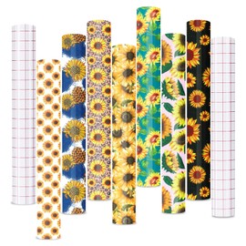 Tintnut Sunflower Permanent Vinyl - 7 Sheets 12"x10", Permanent Vinyl for Cricut Machine, Floral Permanent Vinyl Sheets, Permanent Adhesive Vinyl, Pattern Vinyl Permanent Adhesive