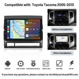 for Toyota Tacoma Stereo 2005-2013 with Wireless Carplay Android Auto Hikity 9 Inch Touch Screen Android 13 Car Radio 2G+64G GPS WiFi Mirror Link Bluetooth AHD Backup Camera