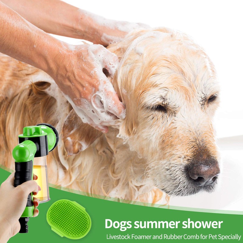2 Pieces Pet Bathing Tool Set Include Hose Nozzle Soap