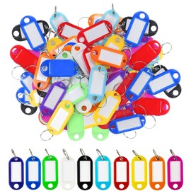 WSSROGY 100 Pcs Colorful Plastic Key Tags Labels with Ring for Keys Pets Bags Luggage
