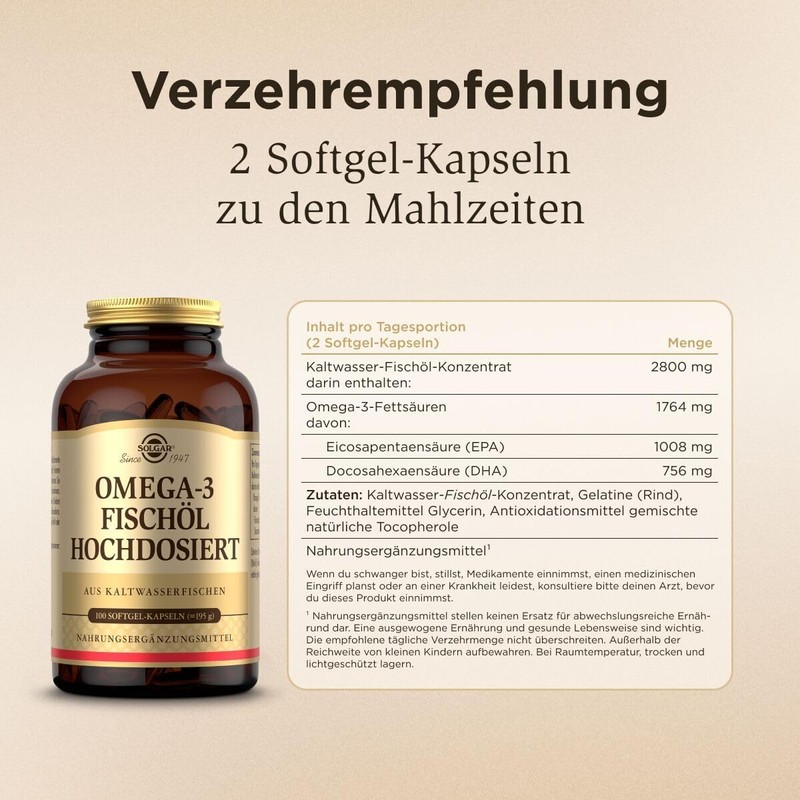 SOLGAR Omega-3 Fish Oil High Dose Cold Water Fish Oil
