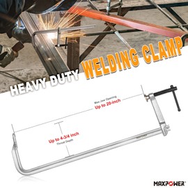 MAXPOWER F Clamp 20 inch, Heavy Duty Welding Clamps, Max Open 20-inch, Throat depth 4-3/4 inch, Pack of 2