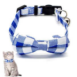 CHEERYMAGIC Plaid Cat Collars Cat Bow Collar With Bell Bow Tie Safety Quick Release Collars Adjustable Pet Collars For Kitten Cats Puppy A6TYGZXQ