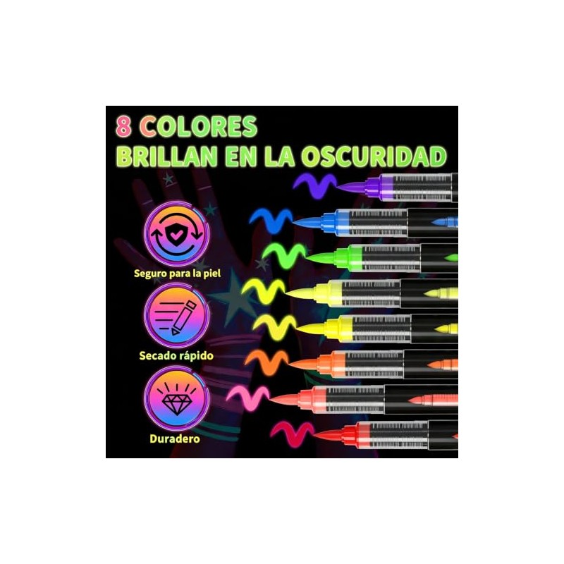 Pintura de Cara de Neón Brillante Uv Cera para Cabello