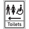 V Safety Mixed Toilets Arrow Left Sign - 150x200mm -