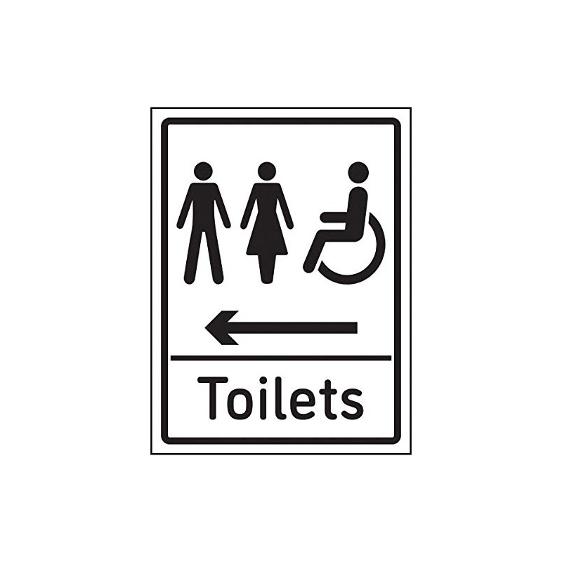 V Safety Mixed Toilets Arrow Left Sign - 150x200mm -