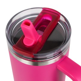 BELYQLY 40 oz Flip Straw Tumbler with Leakproof Lid, Built-In Straw & Handle, Insulated Stainless Steel Cup (Pink, 40 oz)