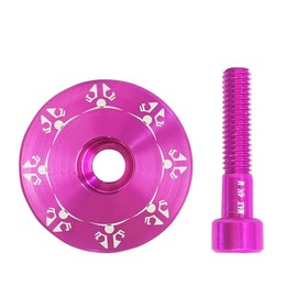 DEYING Bike Headset Cap with Aluminum Bolts 1-1/8 Stem Top Cap with Aluminum Alloy Bolt for MTB, Road Bike (Pink)