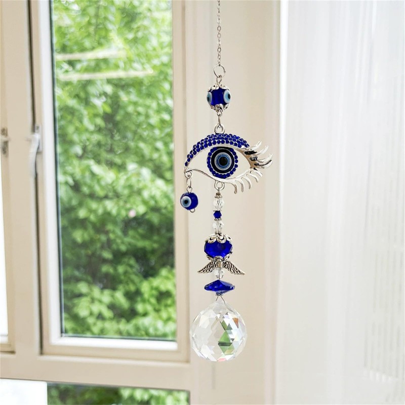 Blue Evil Eye Decor Angel Suncatcher, Evil Eye Charm Hanging